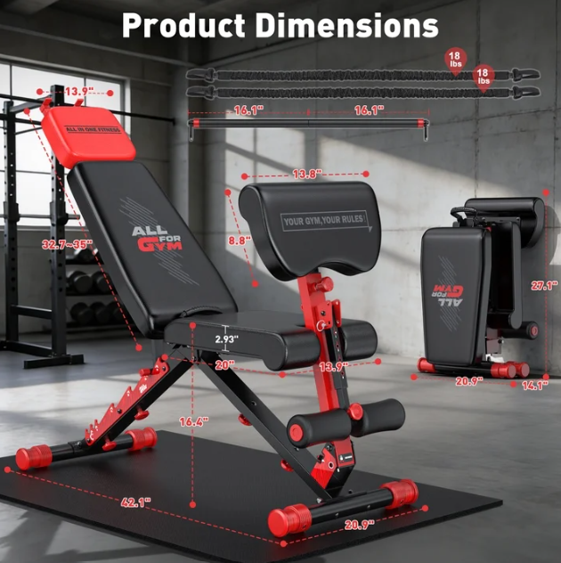 770LB Foldable Weight Bench - 7 Position Adjustable