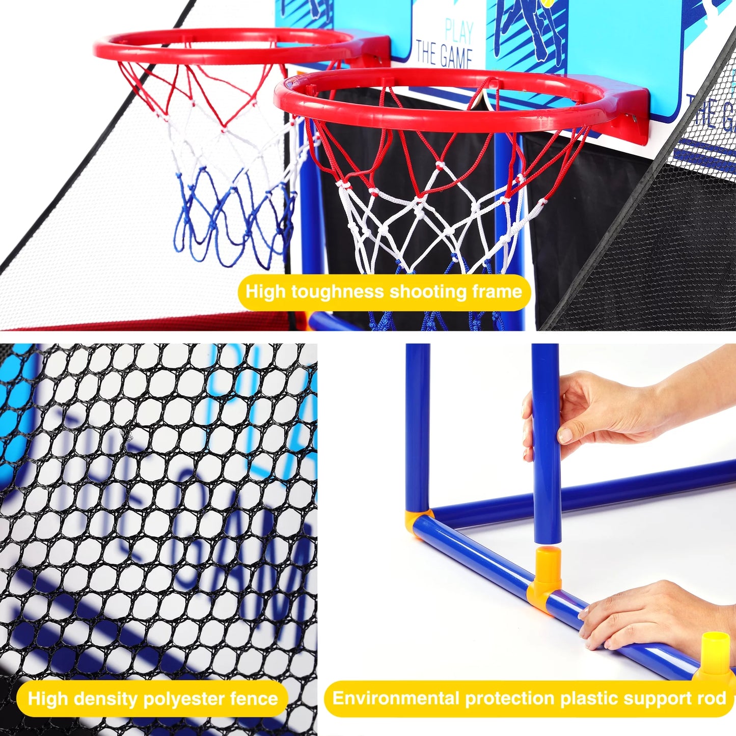 Basketball Goal for Kids, Outdoor Indoor Basketball Hoop Arcade Game with 6 Balls with Pump, Basketball Shooting System for Toddlers and Children, Sports Toys for 3-6 Year Old Boys Girls Gifts, W17910