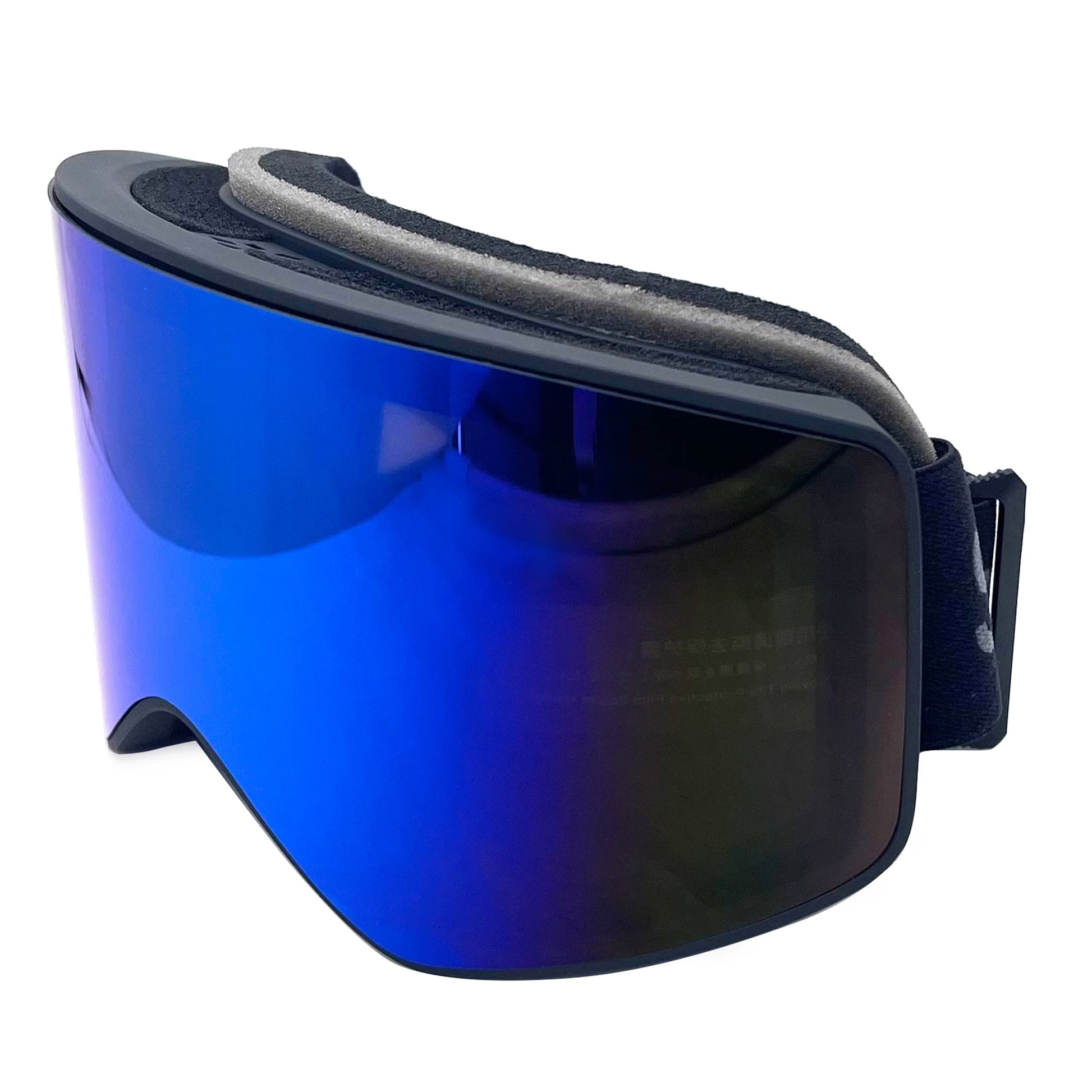 Unisex Ski Goggle Blue Lens Rimless Black Strap Blue Lens Rimless