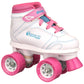 Girls' Quad Roller Skates White, Pink, Teal Sidewalk Skates, Size J12