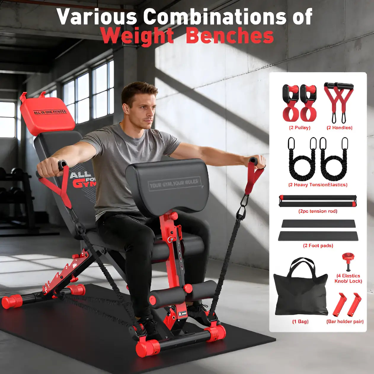 880LB Foldable Weight Bench - 8 Position Adjustable