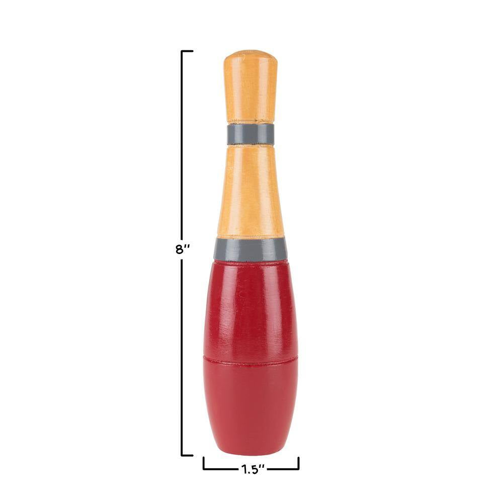 8 In. Wooden Red and Grey Bowling Lawn Game
