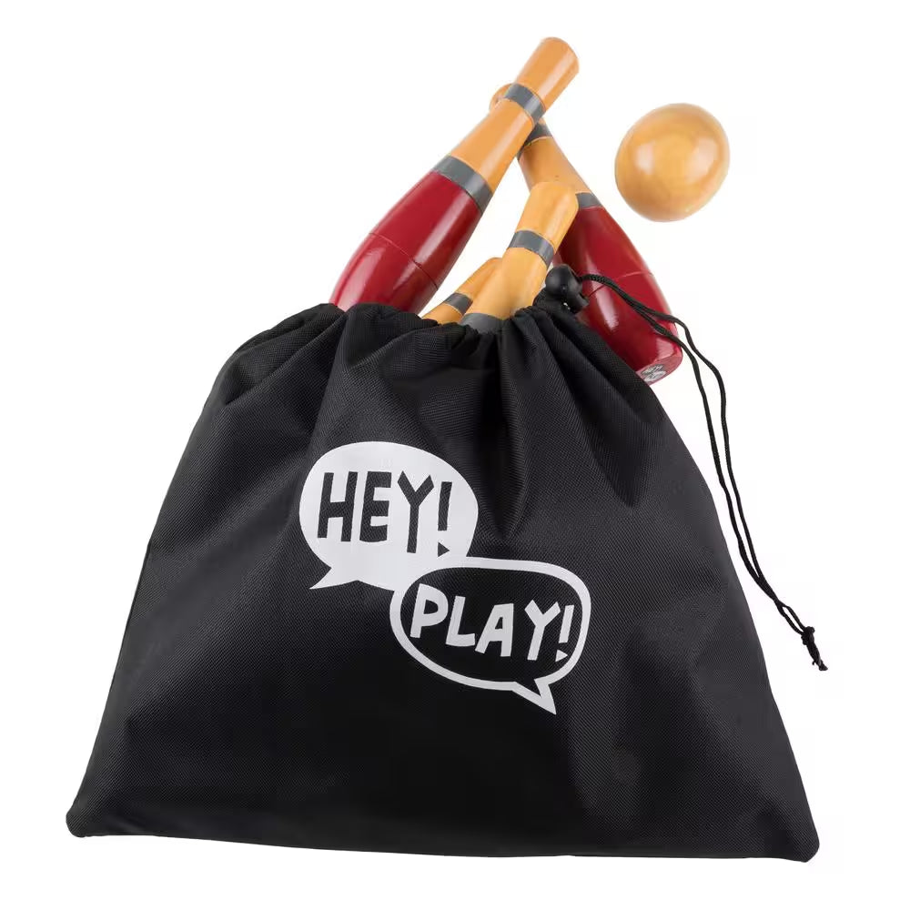 8 In. Wooden Red and Grey Bowling Lawn Game