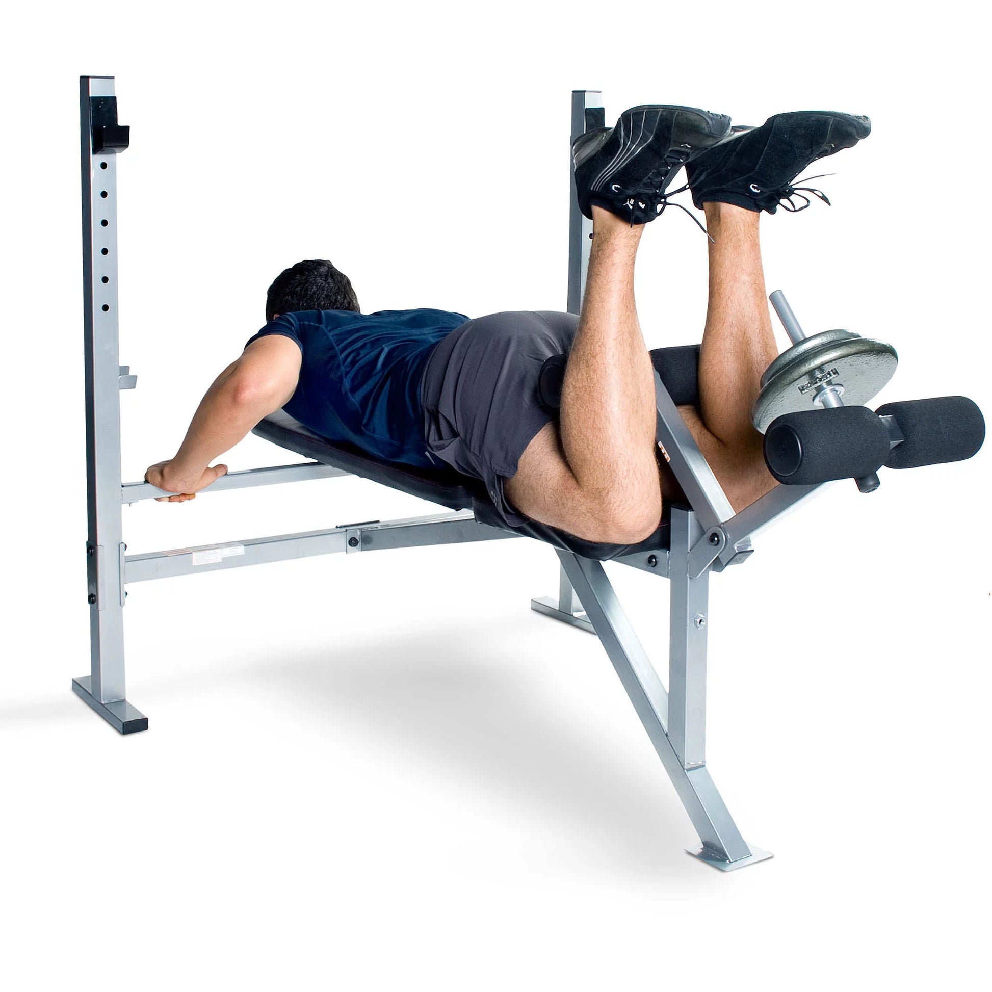 Strength Deluxe Mid-Width Weight Bench with Leg Attachment (500Lb acity), Black and Gray