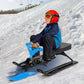 Metal Snow Racer Sled W/Steering Wheel and Brakes Kids Snow Sand Grass Sliding Black & Blue