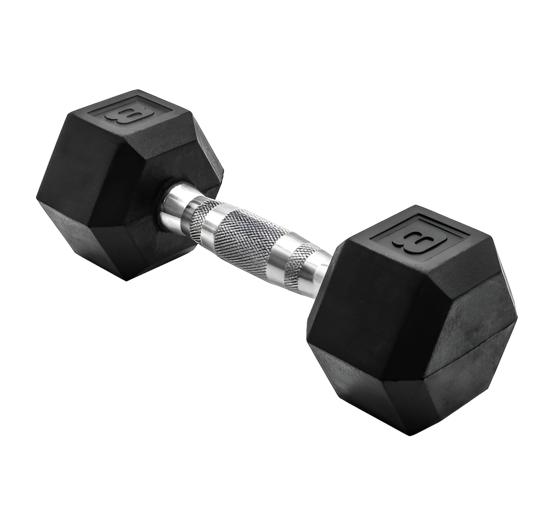 Rubber Hex Dumbbell 3–120 lb – Single Weight for Home Gym & Strength Training