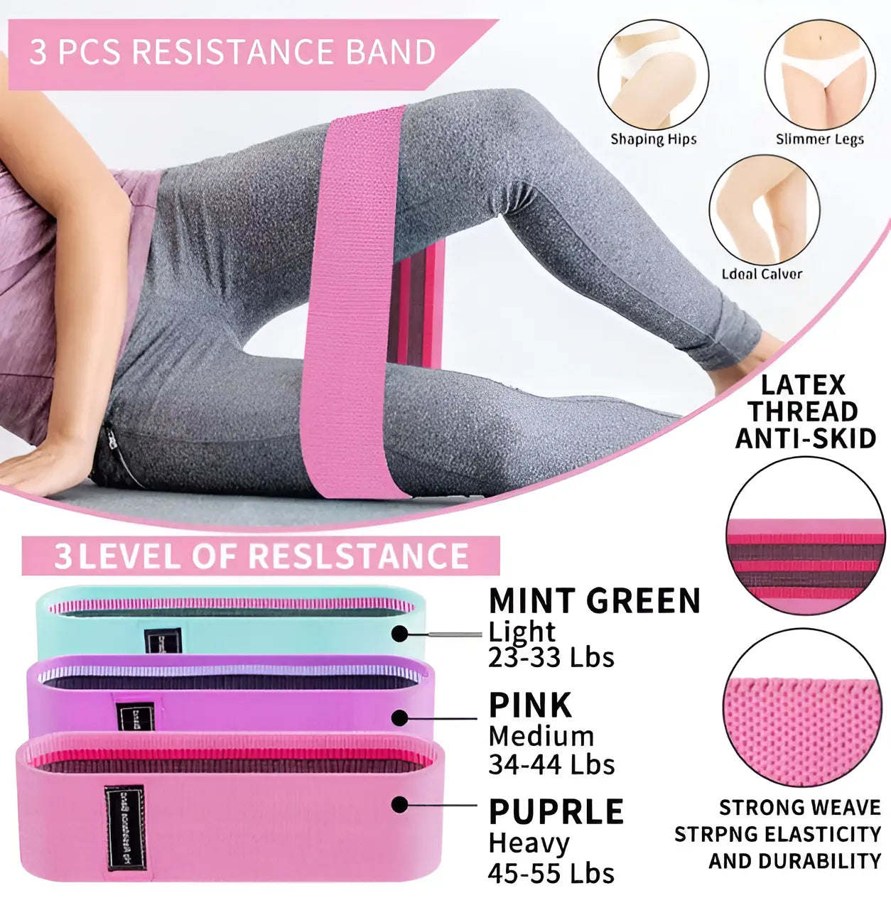 9-Piece Barbell Pad Set - Hip Thrust & Squat Pad with Resistance Bands