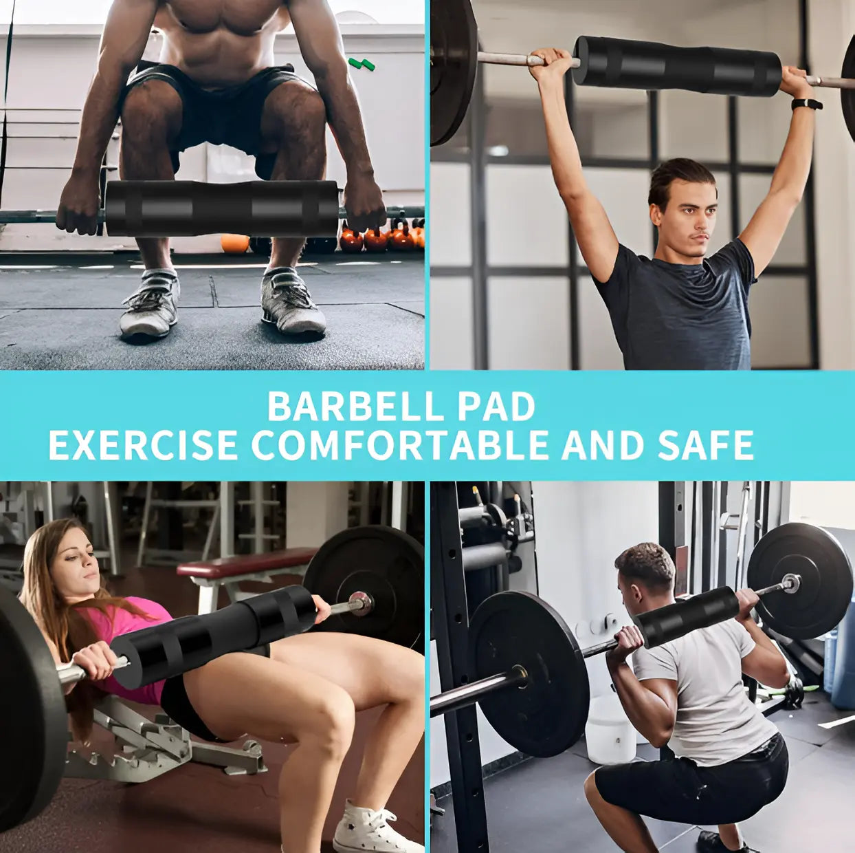 9-Piece Barbell Pad Set - Hip Thrust & Squat Pad with Resistance Bands