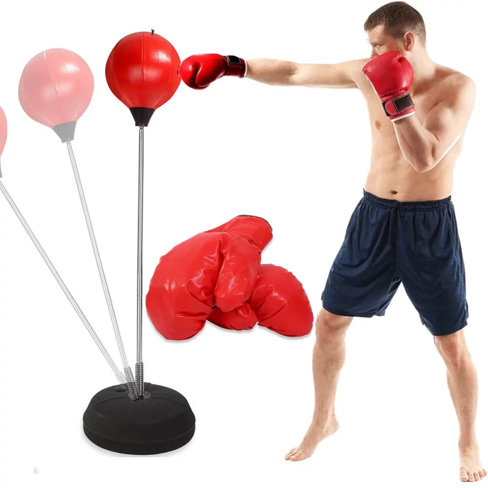 Punching Boxing Bag Reflex Speed Freestanding Punching Ball Adjustable Height for Kids and Adults for Exercise, Fitness & Stress Relief