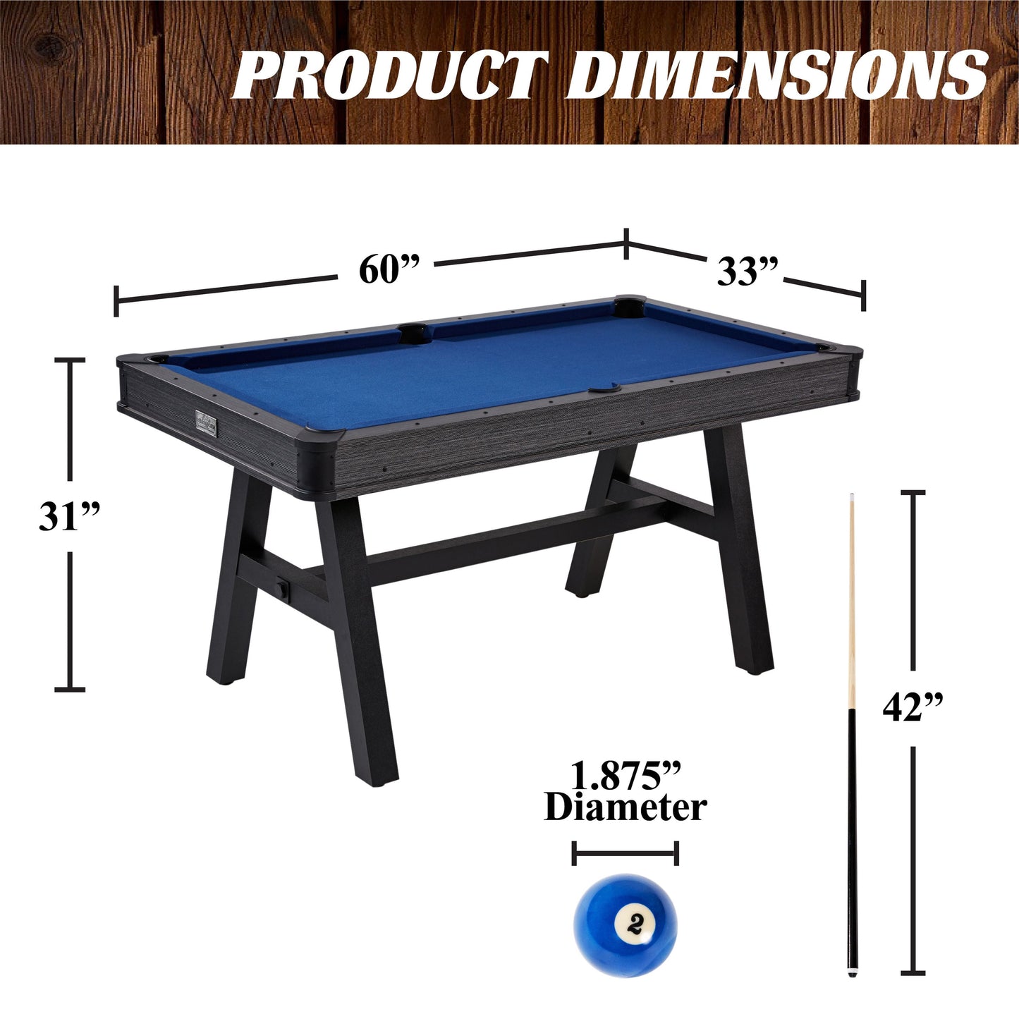 Harrison Collection 60" Pool Table, New, by