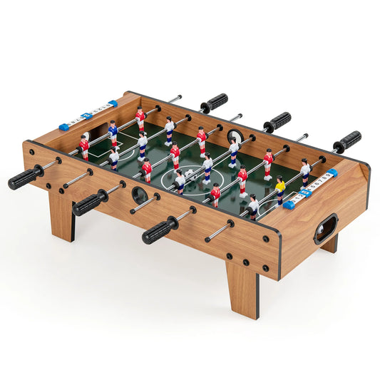 Mini Foosball Table, 27In Soccer Game Table W/ 2 Footballs and Soccer Keepers, Portable Football Game Set for Kids & Adults