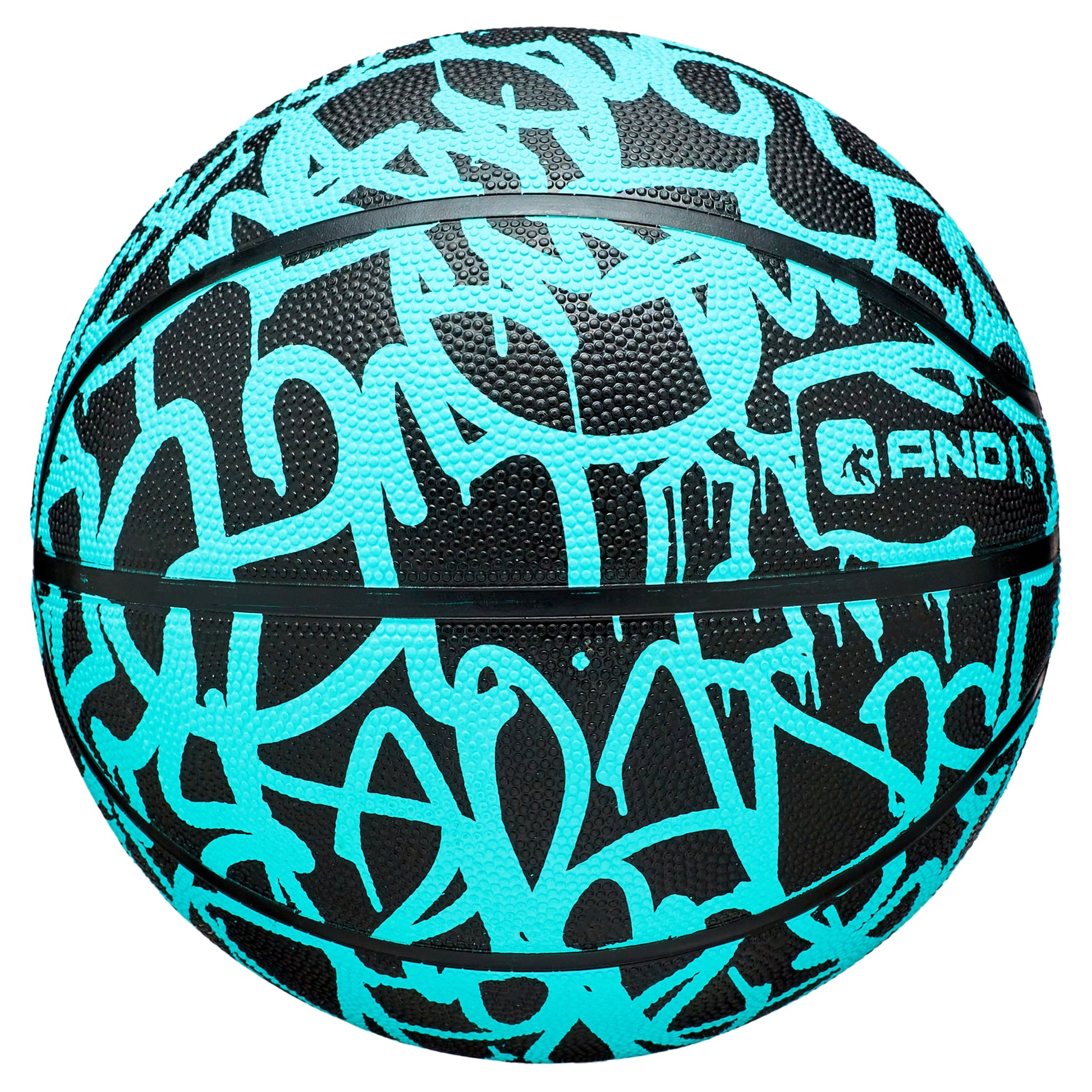 Graffiti Printed Rubber Basketball, Mint and Black, 28.5 In