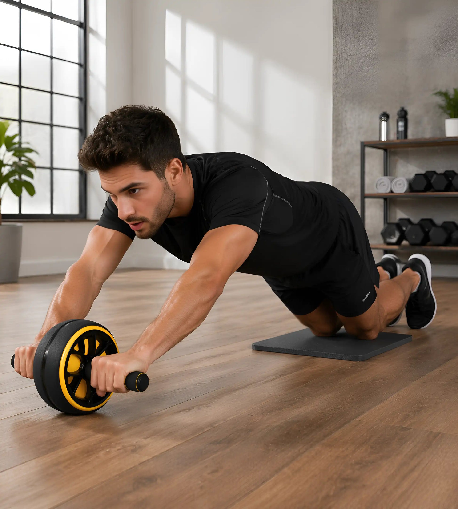 Ab Wheel Roller with Knee Pad | Core Strengthener for Home Gym