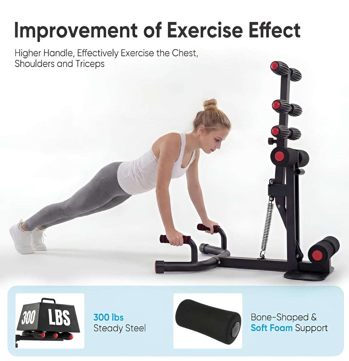 Adjustable Squat Machine with Push-Up Handles, 300 lb