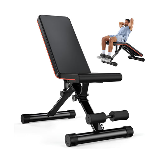 Adjustable Weight Bench - 9-Position Incline, Decline, Foldable, 795 lbs Capacity