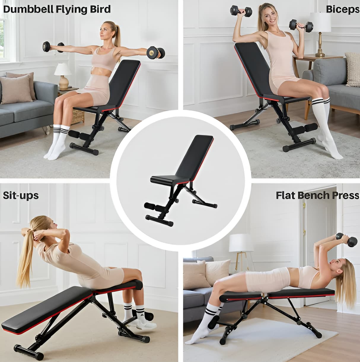 Adjustable Weight Bench - 9-Position Incline, Decline, Foldable, 795 lbs Capacity