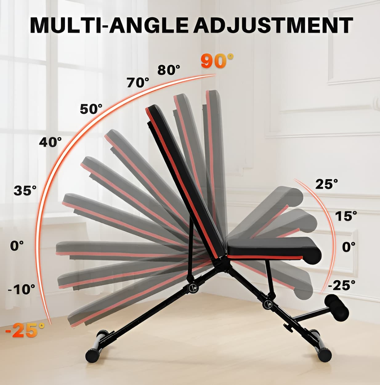 Adjustable Weight Bench - 9-Position Incline, Decline, Foldable, 795 lbs Capacity