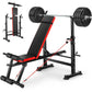 Adjustable Weight Bench with Barbell Rack and Resistance Bands