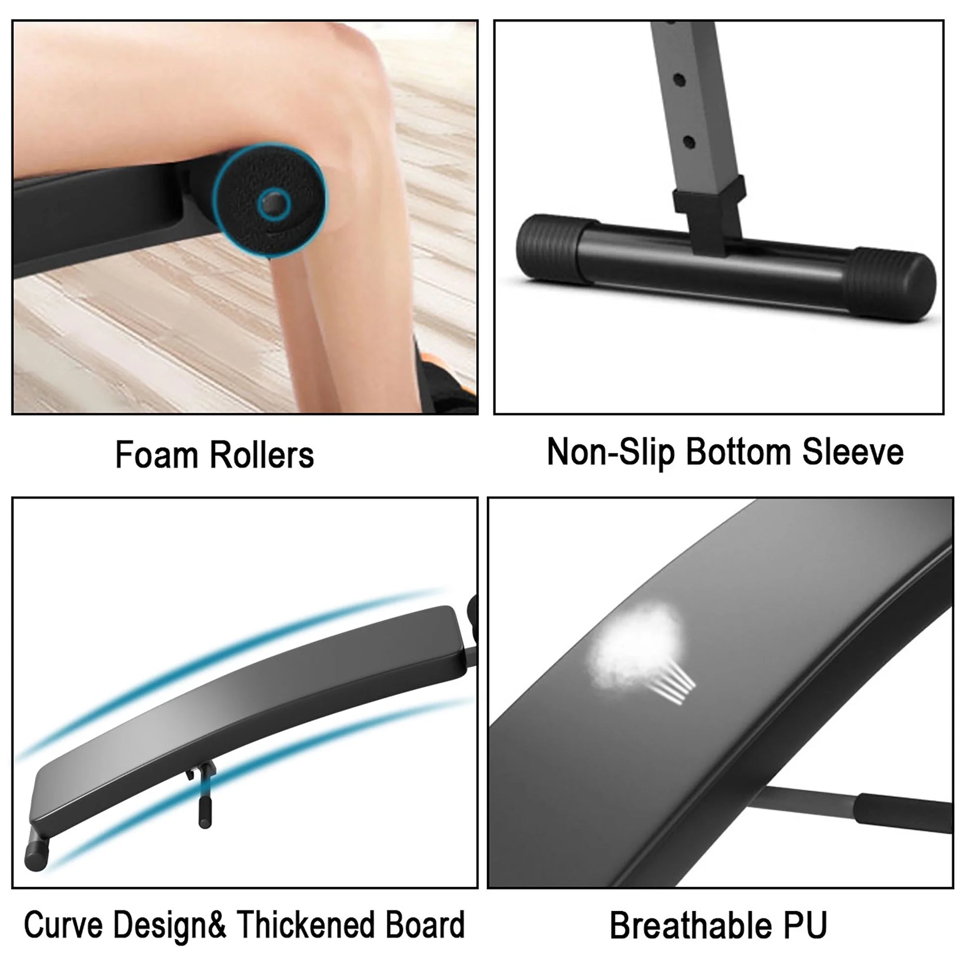 Adjustable Arc-Shaped Decline Sit up Slant Bench Crunch Board Fitness Workout