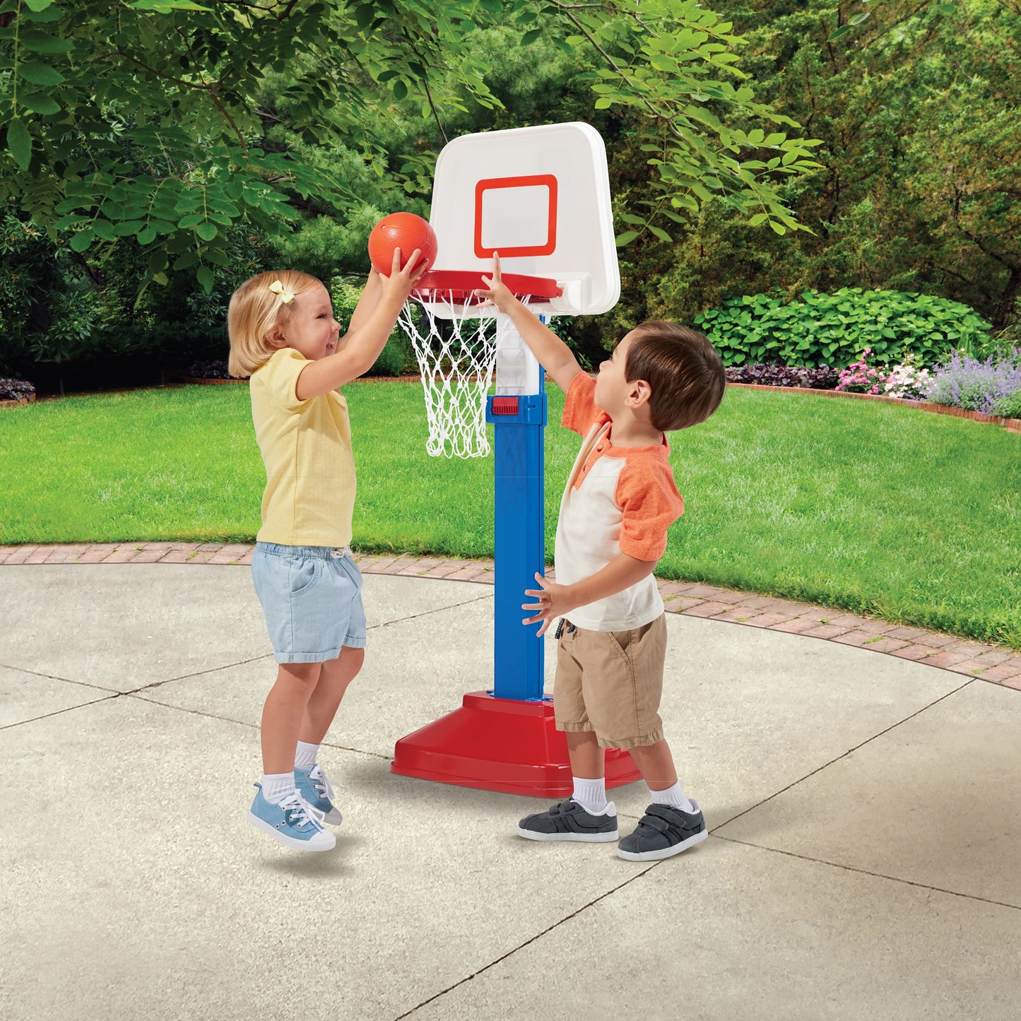 Adjustable Basketball Goal with Basketball, Basketball Hoop for Toddlers & Preschoolers