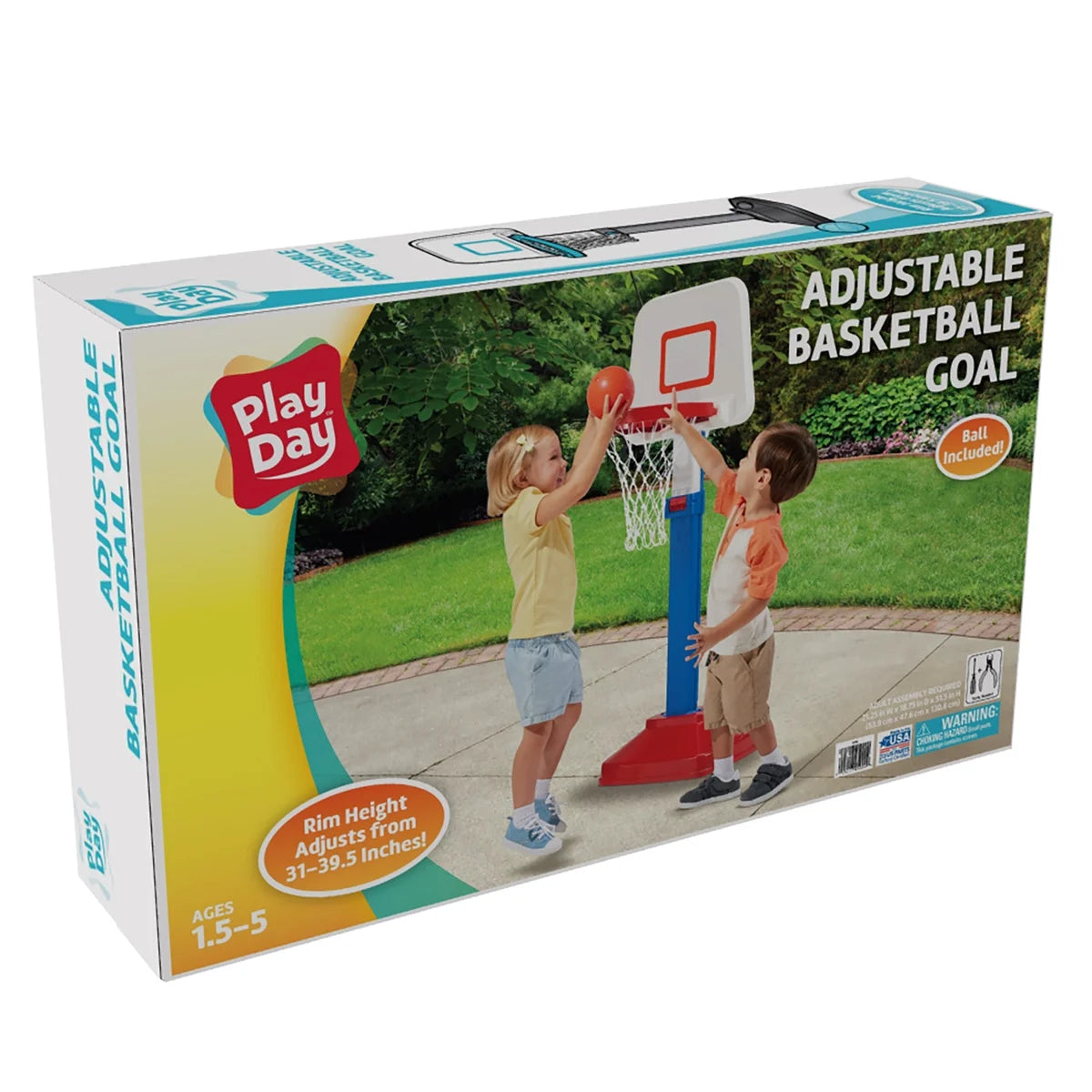 Adjustable Basketball Goal with Basketball, Basketball Hoop for Toddlers & Preschoolers