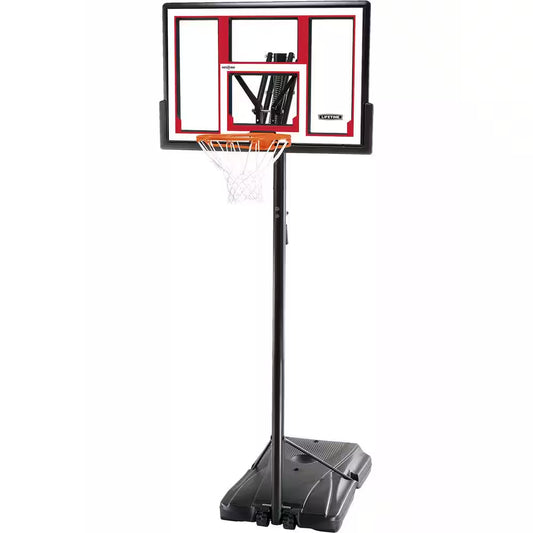 Adjustable Polycarbonate Portable Basketball Hoop - 48In. Backboard and 8 to 10 Ft. Rim Height