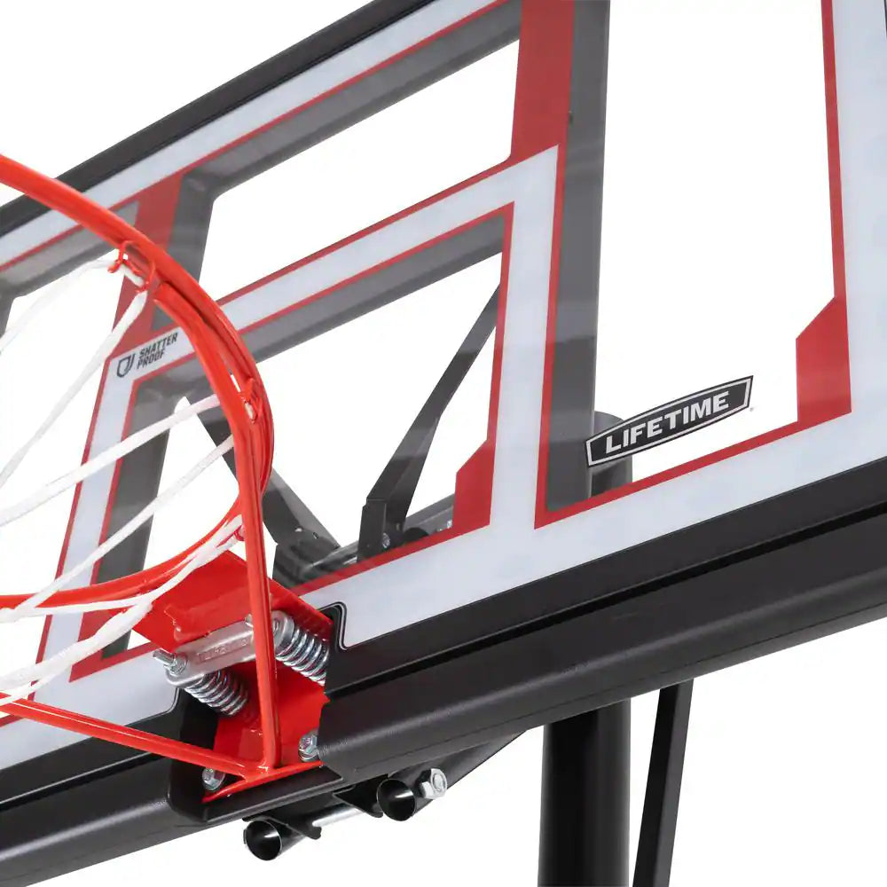 Adjustable Polycarbonate Portable Basketball Hoop - 48In. Backboard and 8 to 10 Ft. Rim Height
