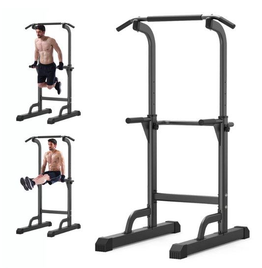Power Tower Dip Station - Adjustable Pull Up Bar 330 lbs Home Gym