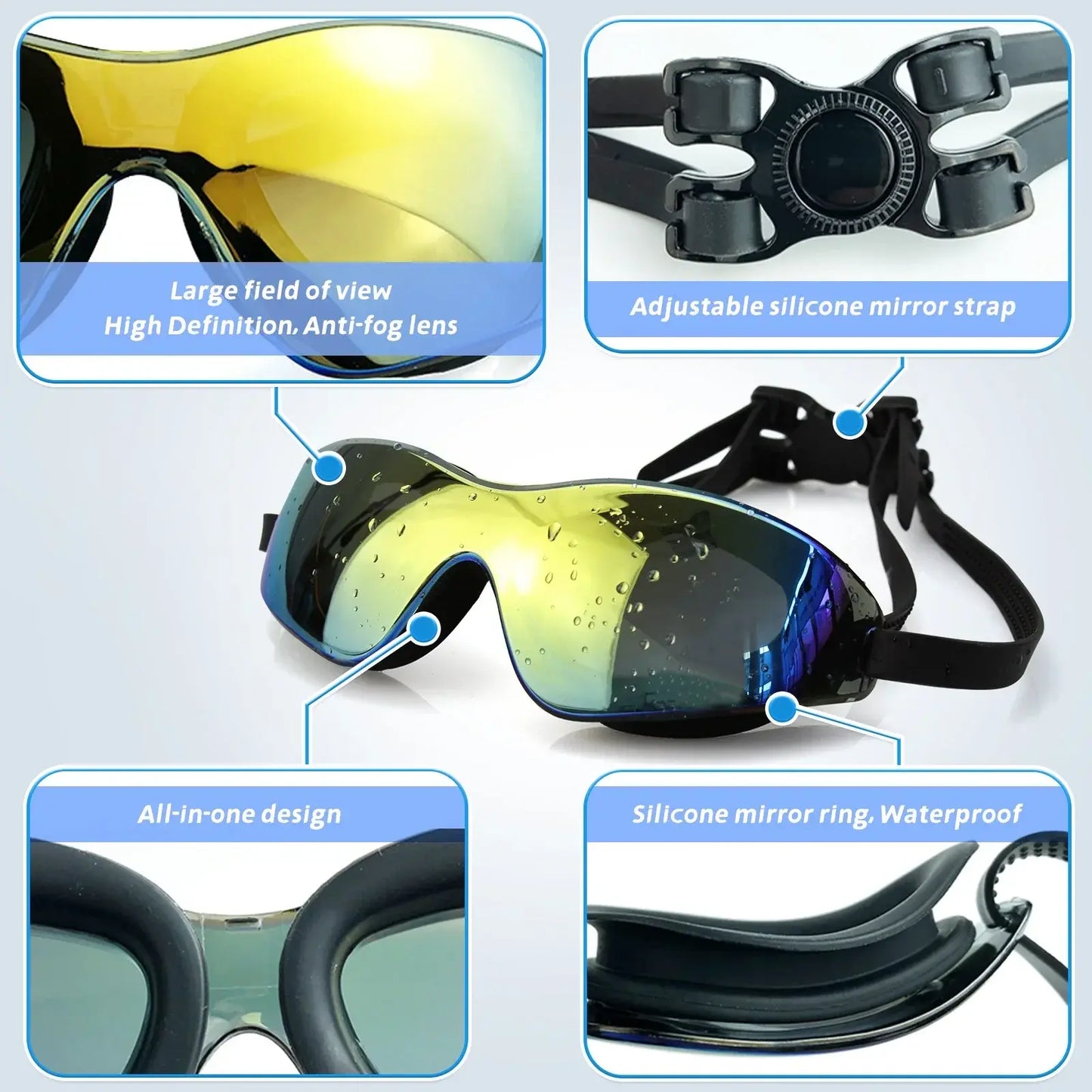 Adult Swimming Goggles - Anti-Fog UV Protection No Leakage
