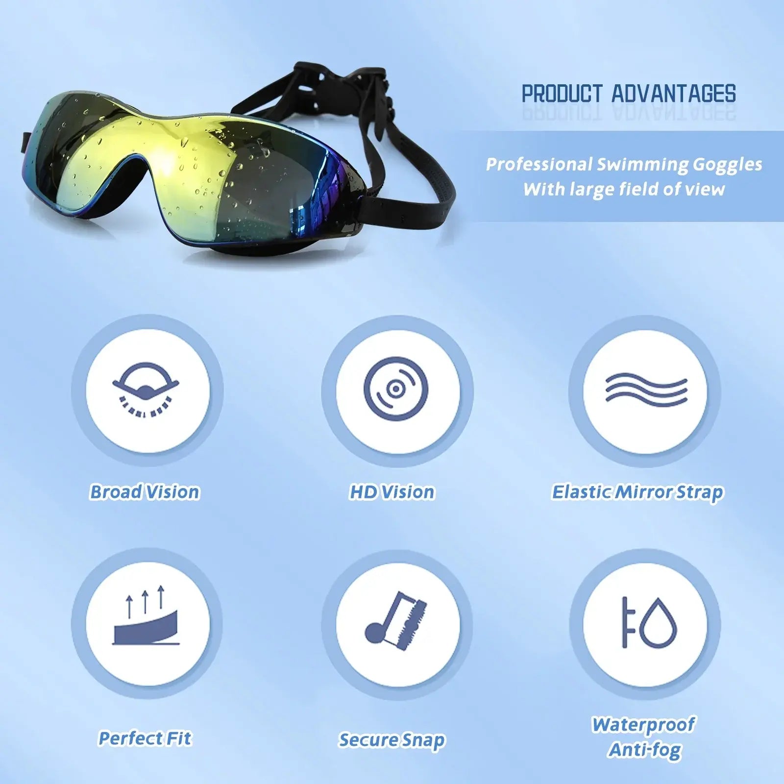 Adult Swimming Goggles - Anti-Fog UV Protection No Leakage