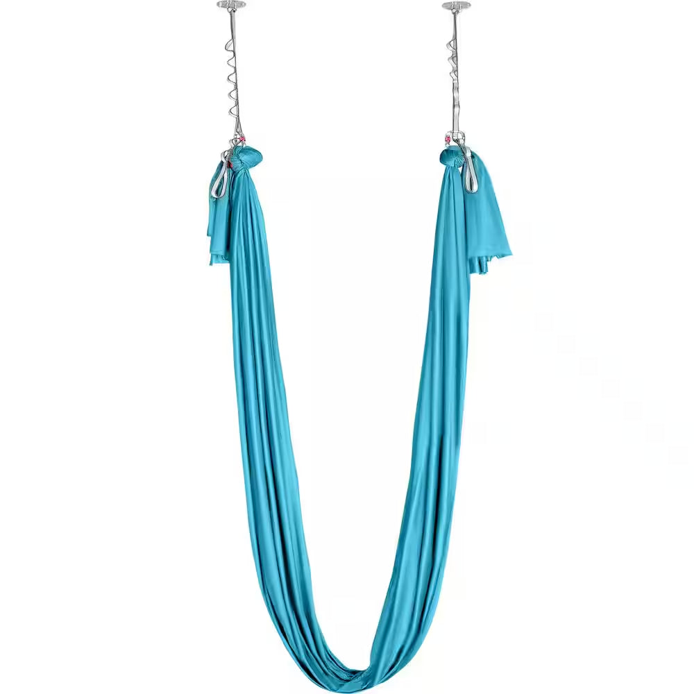 Aerial Silk and Yoga Swing 11 Yards Aerial Yoga Ha Mmock Kit with 100Gsm Nylon Fabric Full Rigging Hardware, Blue