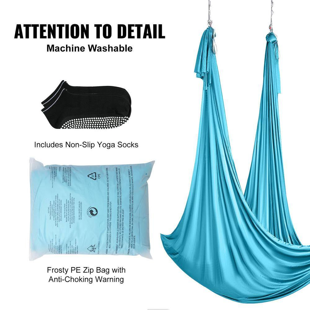 Aerial Silk and Yoga Swing 11 Yards Aerial Yoga Ha Mmock Kit with 100Gsm Nylon Fabric Full Rigging Hardware, Blue