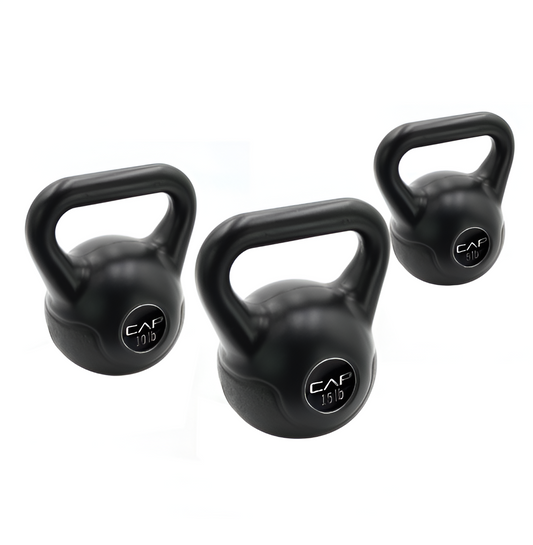  Barbell 30lb Vinyl Kettlebell Set (5, 10, 15 lbs), Black
