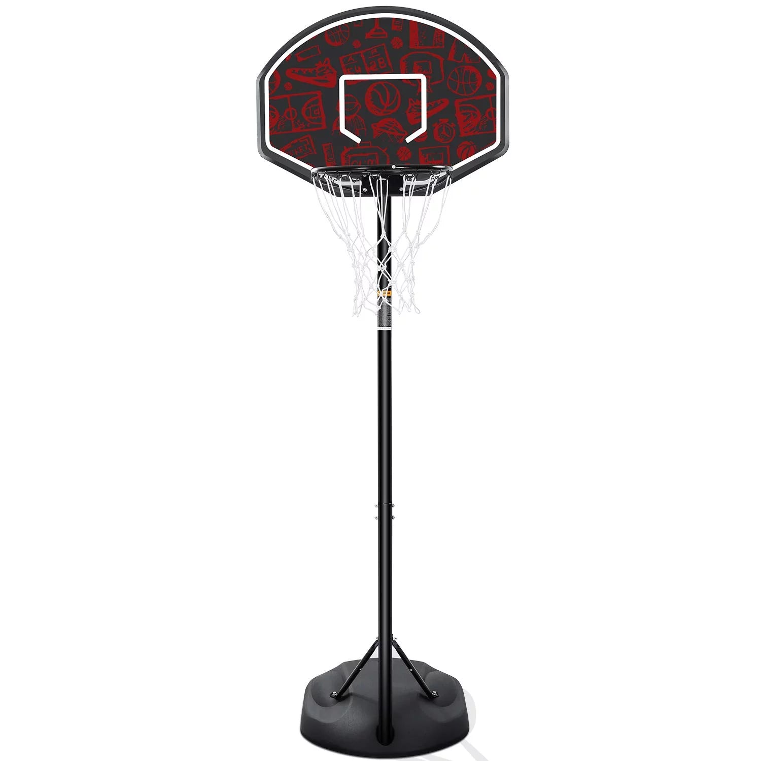 Basketball Hoop 32" Basketball Goal System Outdoor Height Adjustable 5.5Ft - 7.5Ft Orange Fashion Backboard