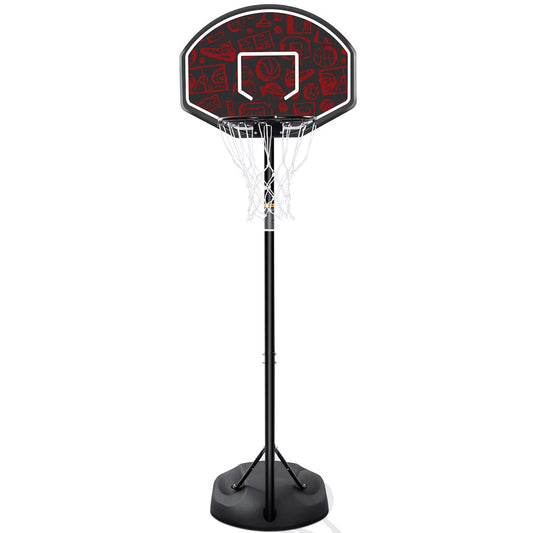Basketball Hoop 32" Basketball Goal System Outdoor Height Adjustable 5.5Ft - 7.5Ft Orange Fashion Backboard