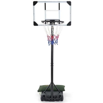 Basketball Hoop Basketball Goal System Height Adjustable 5.1Ft to 7Ft Court for All Age Ranges Indoor Outdoor Use