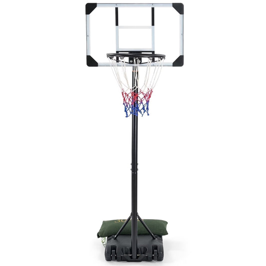 Basketball Hoop Basketball Goal System Height Adjustable 5.1Ft to 7Ft Court for All Age Ranges Indoor Outdoor Use