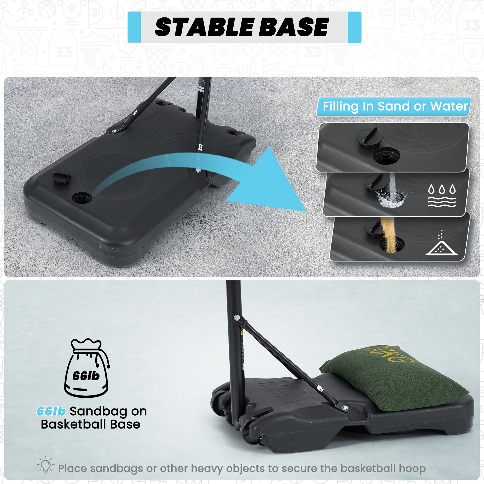 Basketball Hoop Basketball Goal System Height Adjustable 5.1Ft to 7Ft Court for All Age Ranges Indoor Outdoor Use