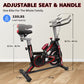 Black and Red Heavy Duty Steel Exercise Bike with Phone Bracket, Heavy Flywheel and LCD Monitor