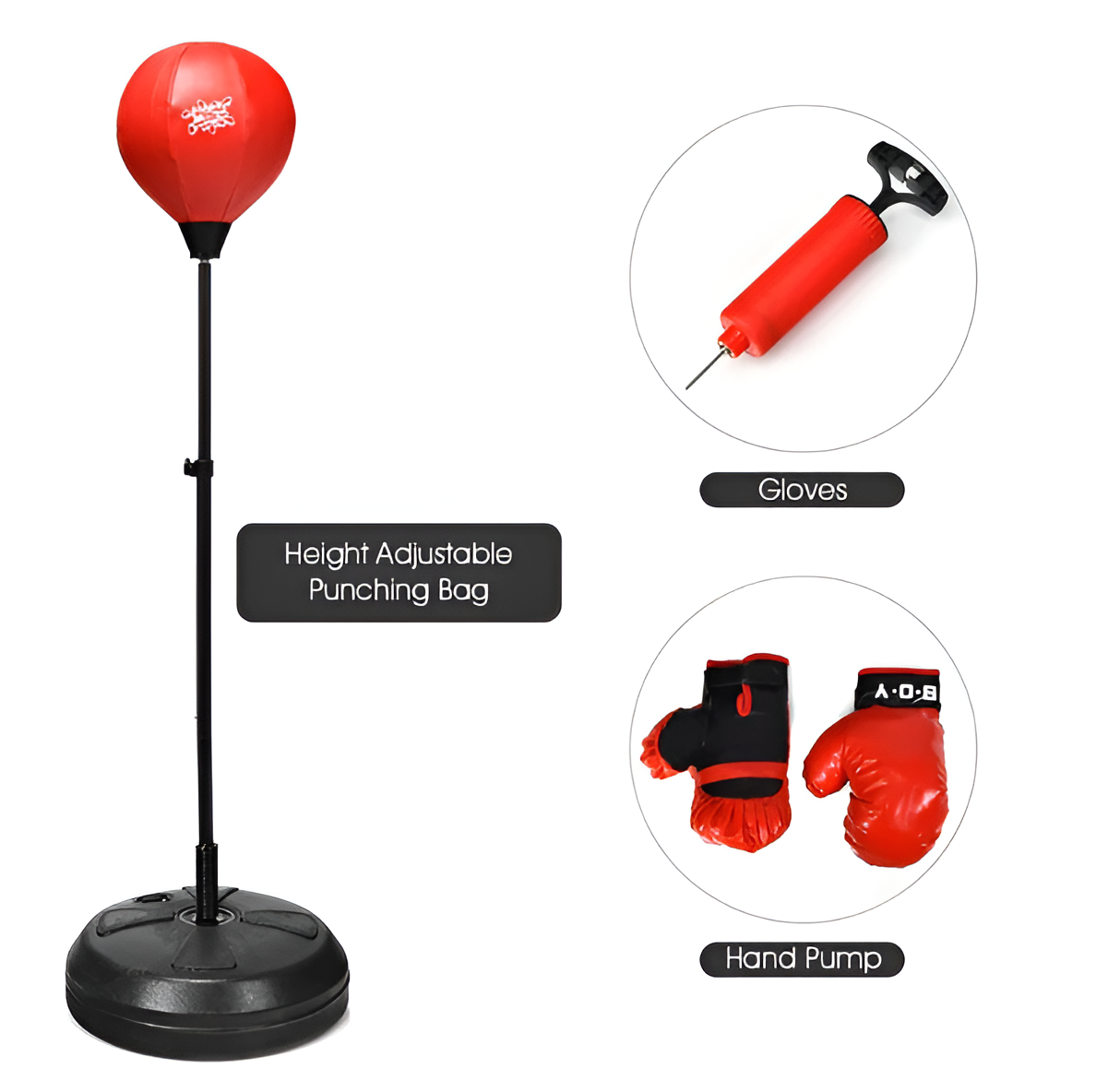 Boxing Punching Bag with Adjustable Stand & Gloves