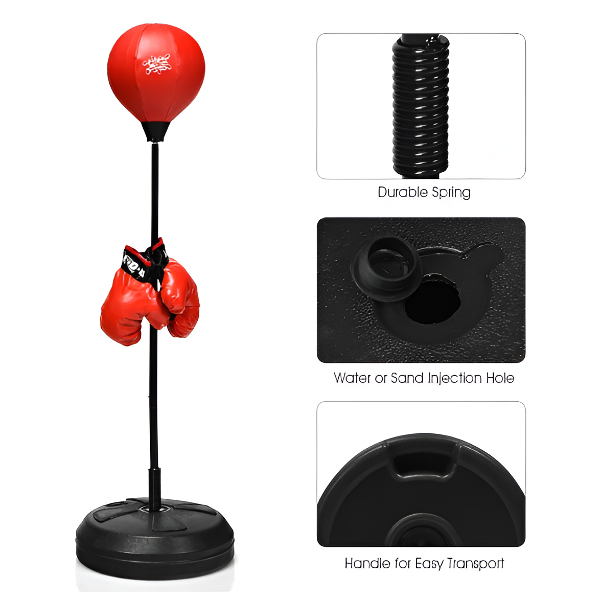 Boxing Punching Bag with Adjustable Stand & Gloves