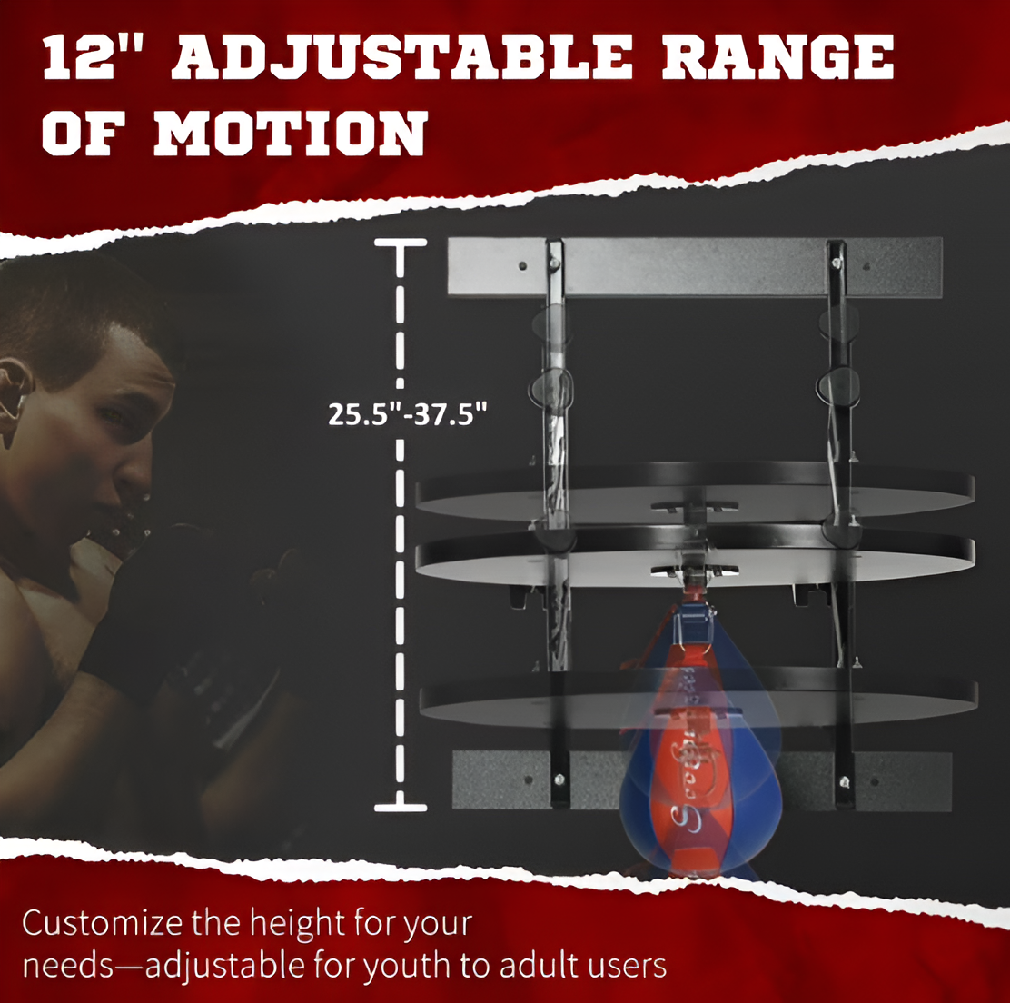 Wall Mount Speed Bag with Adjustable Platform | Boxing Punching Bag