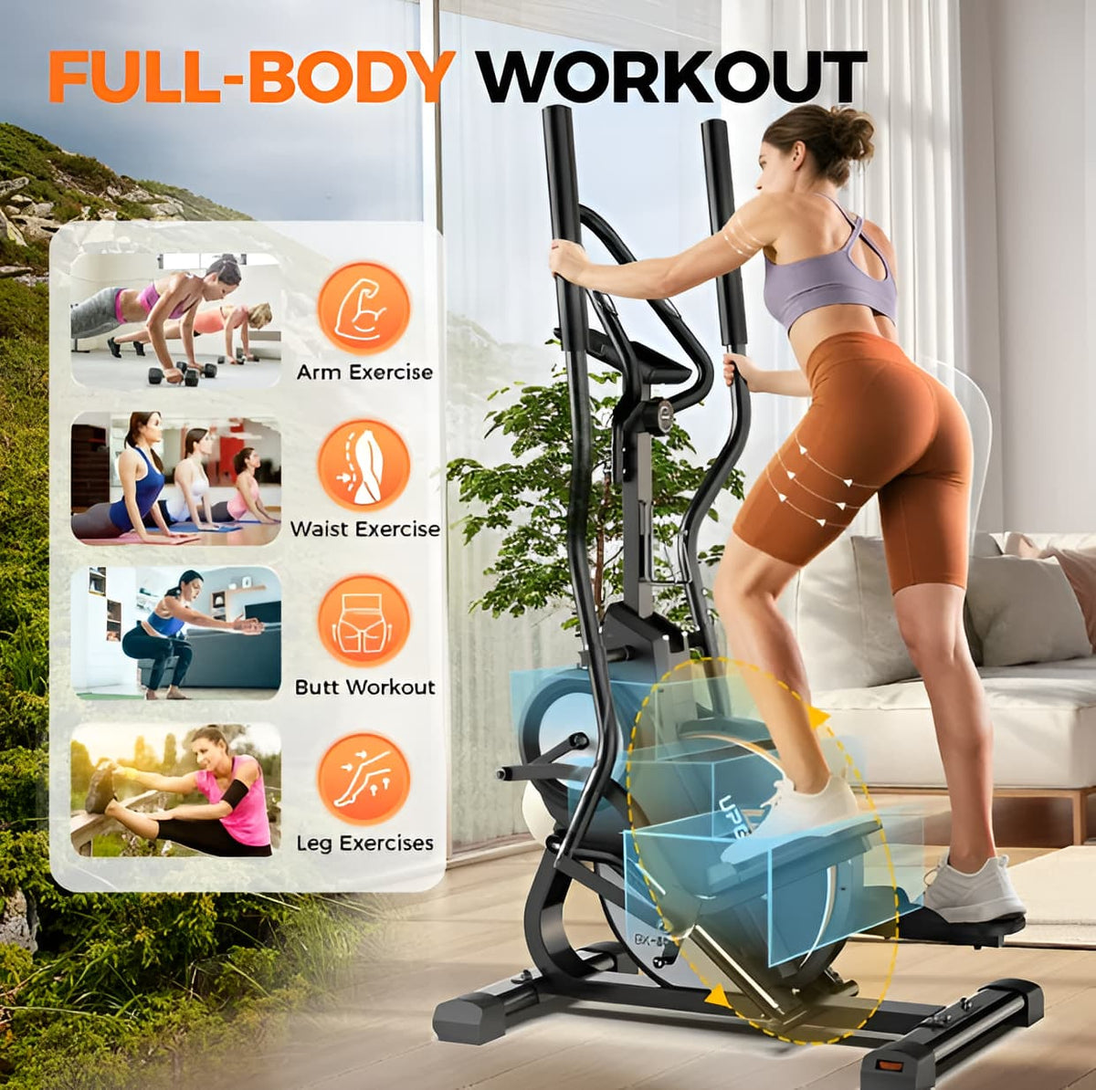 Cardio Climber Stepping Elliptical - 3 in 1 Cross Trainer for Home Gym