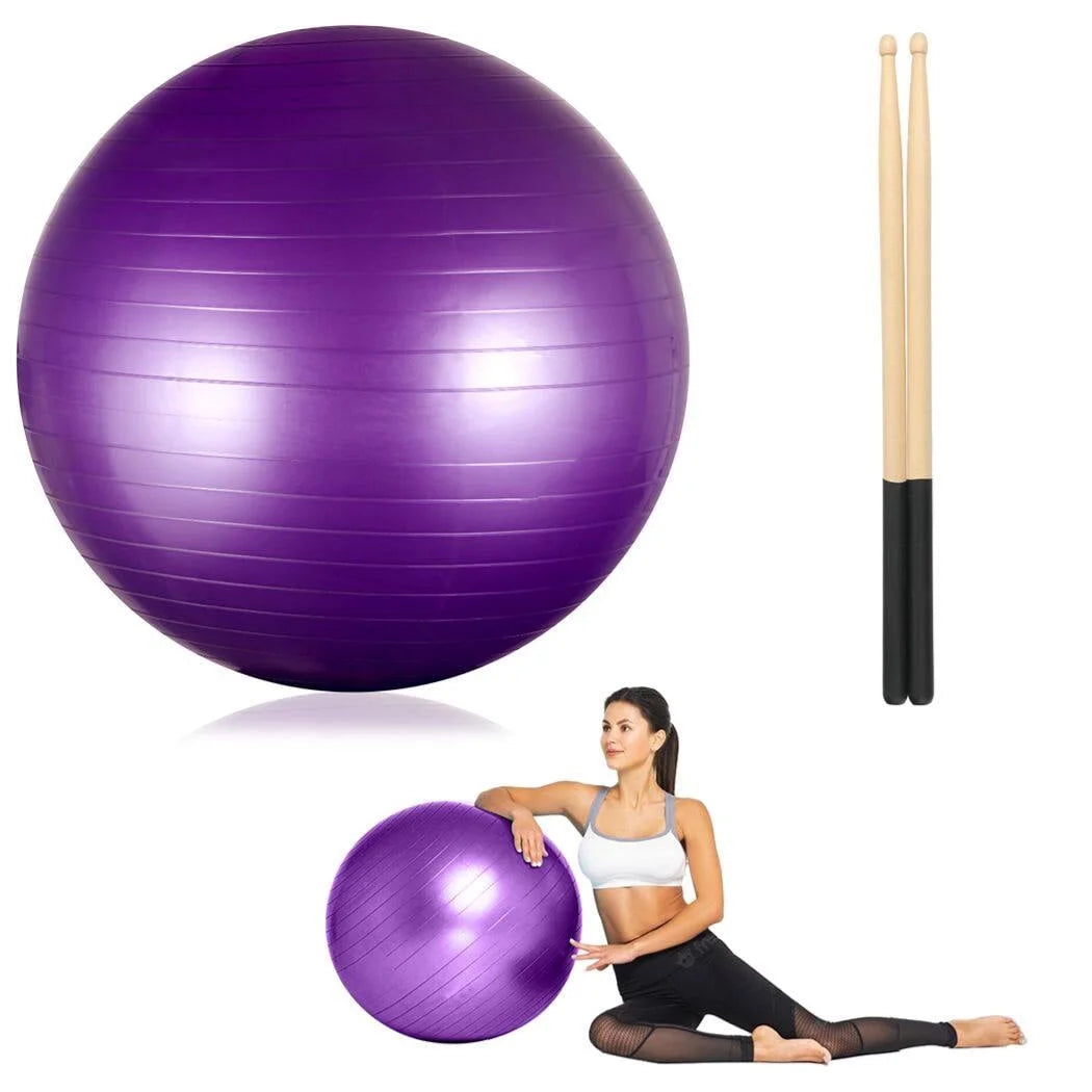 Cardio Drumming Equipment Set, Fitness Balance Ball with Pump & 3.2Oz Sticks, Aerobic Exercise Ball for Workouts, Stability, Pilates, Yoga, Pregnancy Gymnastics