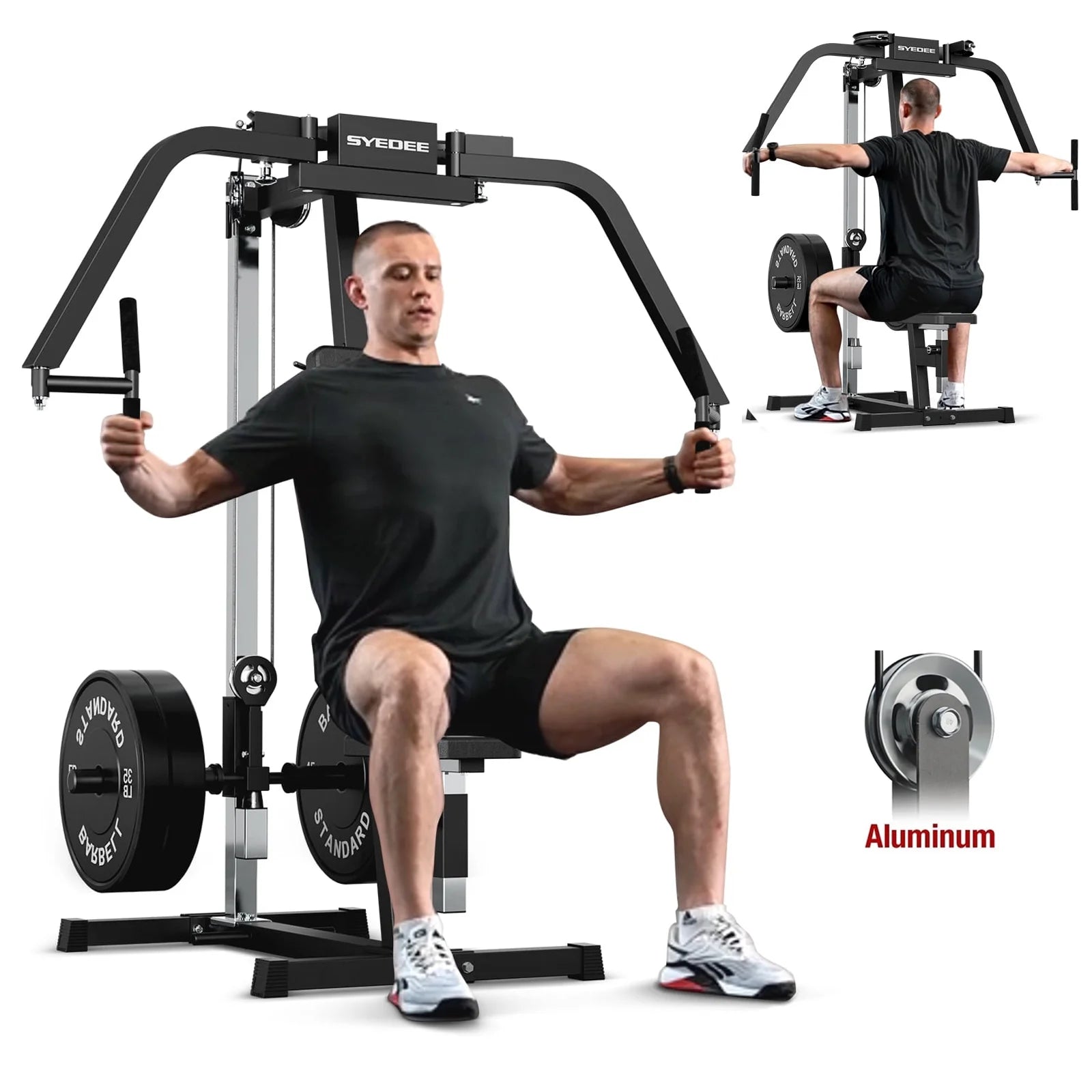 Chest Fly & Reverse Delt Machine, Plate-Loaded Pec Deck, 400 LBS Upper Body Specialty Machine, 4-Level Seat, 2:1 Ratio, Aluminum Pulleys, Compact Home Gym