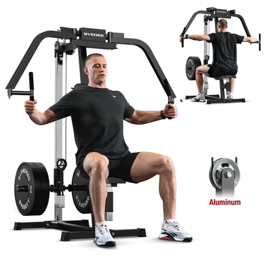 Chest Fly & Reverse Delt Machine, Plate-Loaded Pec Deck, 400 LBS Upper Body Specialty Machine, 4-Level Seat, 2:1 Ratio, Aluminum Pulleys, Compact Home Gym