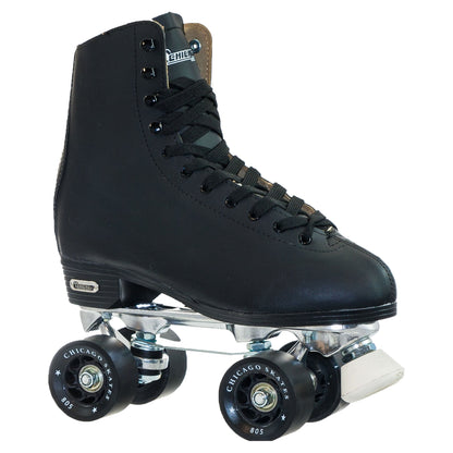 Men's Deluxe Quad Roller Skates Black Classic Rink Skate, Sizes 5-13