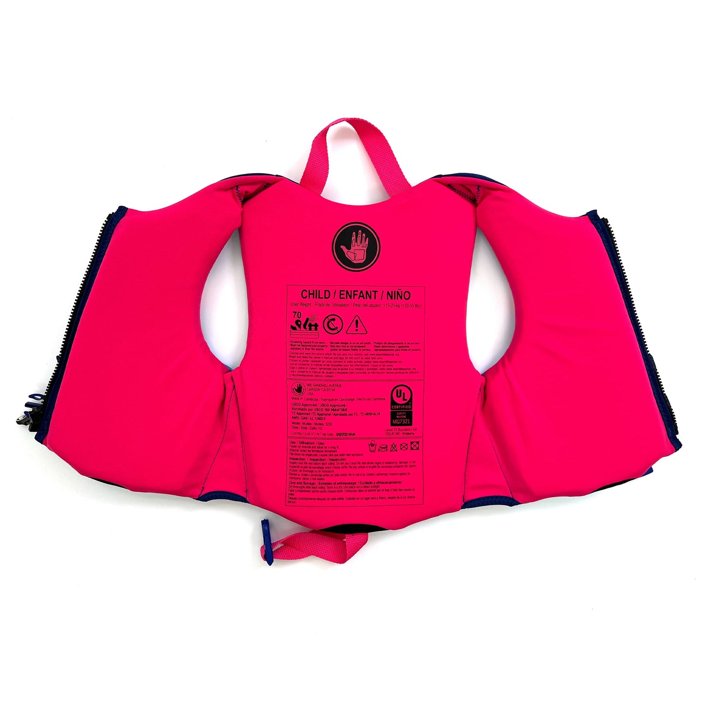 Child Girl Evoprene PFD Life Jacket, 33-55 Lbs., Pink