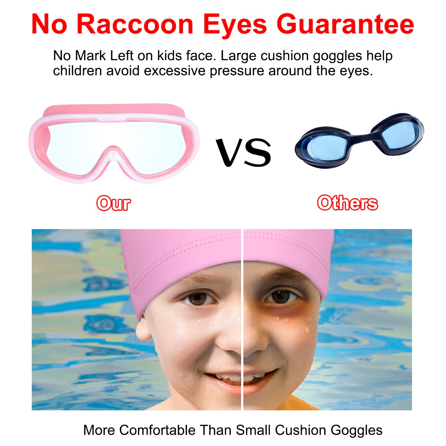 Children'S Swimming Goggles for 3-16 Years Old Kids HD Anti-Fog with Unicorn Swim Cap Pink