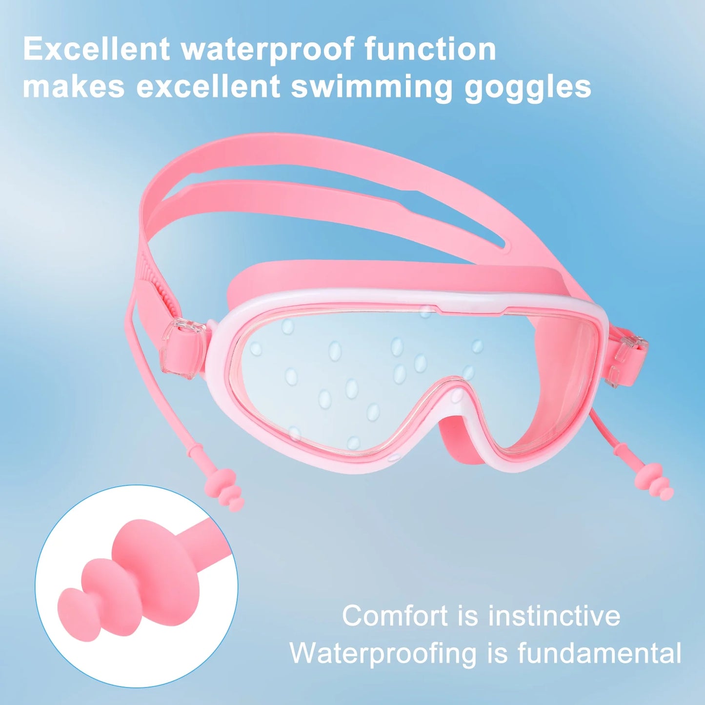 Children'S Swimming Goggles for 3-16 Years Old Kids HD Anti-Fog with Unicorn Swim Cap Pink